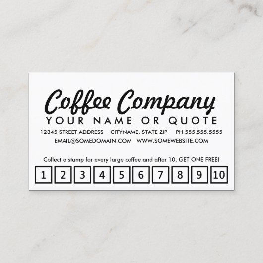 café. carte perforée de fidélité (Dos)