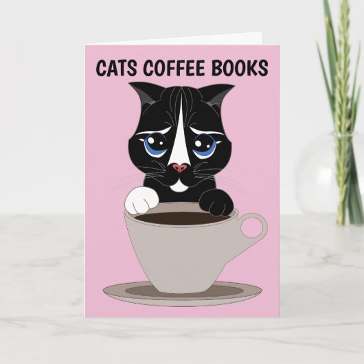 CAFÉ CAT ART CARTE DE SALUT, TOUTE OCCASION BLANC (Devant)