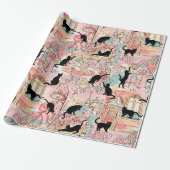 Cafe Cat Pattern (Cafe Cafe Cafe Cat Waterverf) Cadeaupapier (Uitgerold)