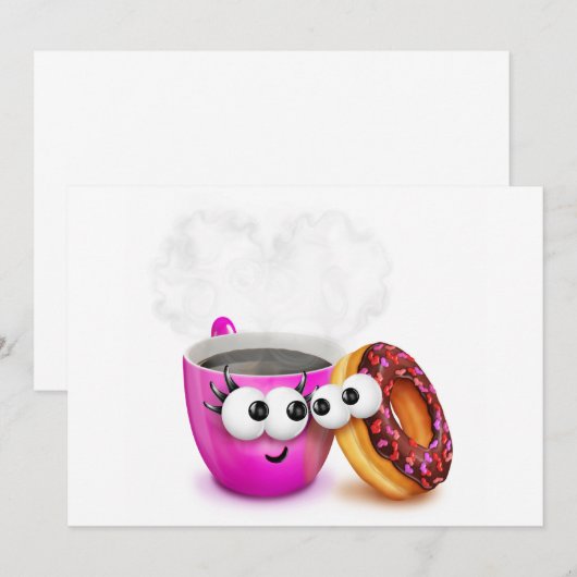 Café Chaud Et Invitations De Donut (Devant / Derrière)