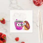 Café Chaud Et Serviettes En Papier De Donut (En situation)