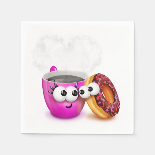 Café Chaud Et Serviettes En Papier De Donut (Devant)
