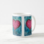 Café Coeur Mug rose Bleu Noir mou (Devant droit)