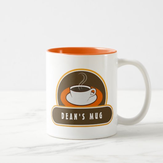 Café Coffee Coffee Cup Blanc Orange Café Mugs (Droit)