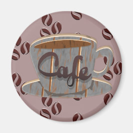 Cafe Coffee Cup and Coffee Beans Magnet Magneet