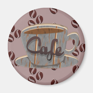 Cafe Coffee Cup and Coffee Beans Magnet Magneet