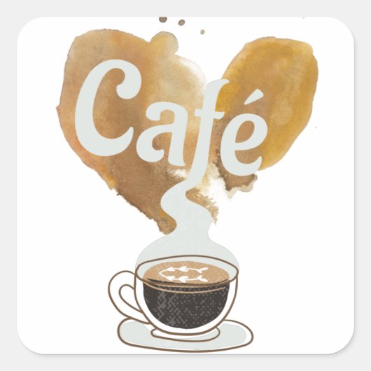 Café - Coffee Lover Vierkante Sticker (Voorkant)