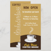 Cafe Coffee Menu Shop Beige en bruine Rack Kaarten (Voorkant / Achterkant)