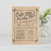 Cafe Coffee Party Birthday Invitation (Debout devant)