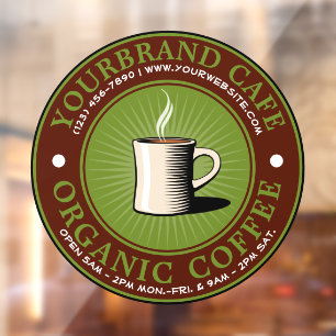  Café Coffee Winkel Sjabloon Venster Cling Raamsticker