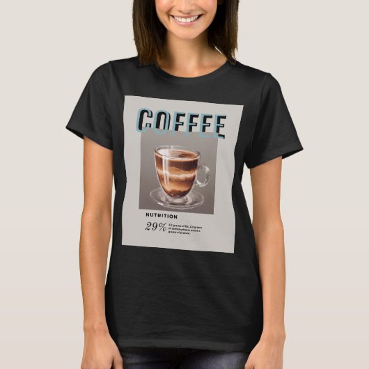 Café con indicaciones de valores nutricionales t-shirt (Voorkant)