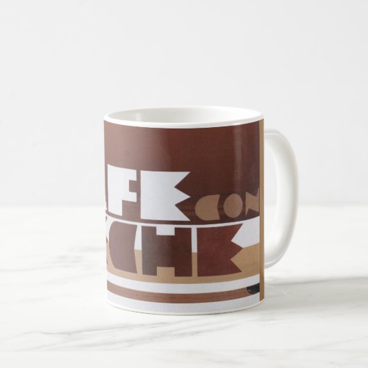 CAFE CON LECHE Café Lait Tan Rim Coffee Mug (Devant droit)