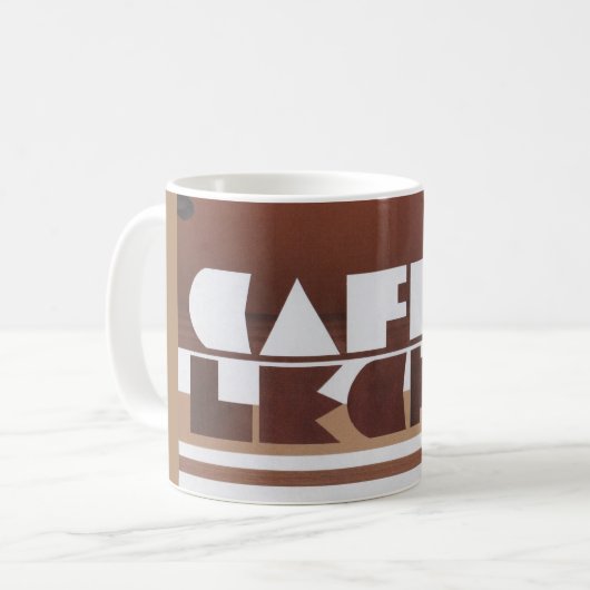 CAFE CON LECHE Café Lait Tan Rim Coffee Mug (Devant gauche)