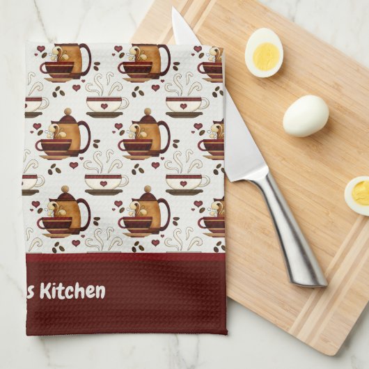 Café Coupe & Pot Motif Serviette de cuisine (Quart Plié)