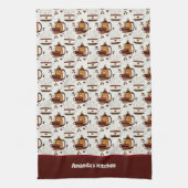 Café Coupe & Pot Motif Serviette de cuisine (Vertical)