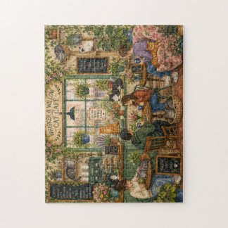 Café Cozy Cat Puzzle en Bois Aquarelle | Fantaisis