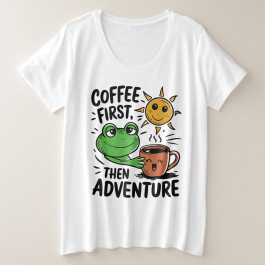 Café D'Abord Puis Aventure - Cute Frog Matin (Design devant)
