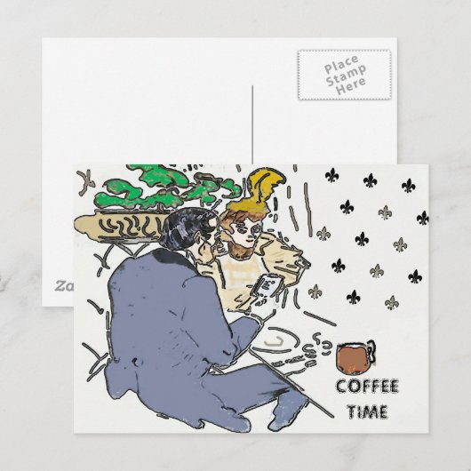 Café de café,  Carte postale (Devant / Derrière)