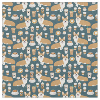 Café de corgi - tissu de chien