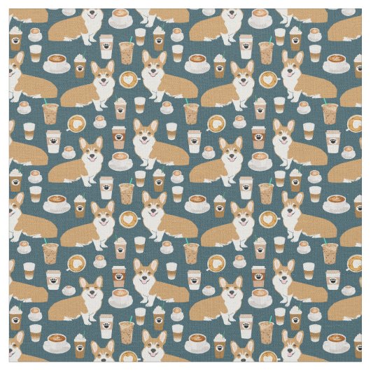 Café de corgi - tissu de chien (Fermer)