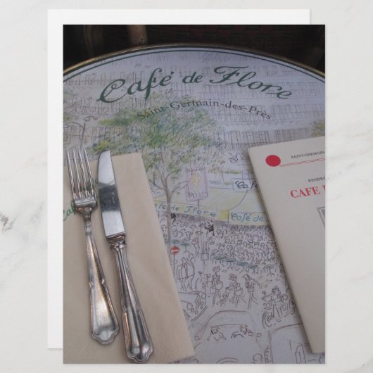 Cafe de Flore, Parijs, Frankrijk - Plaatsing, Menu (Voorkant / Achterkant)