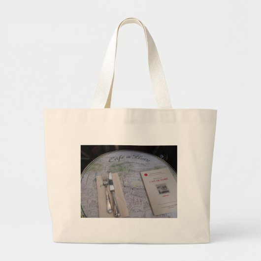 Cafe de Flore, Parijs, Frankrijk - Plaatsing, Menu Grote Tote Bag (Voorkant)