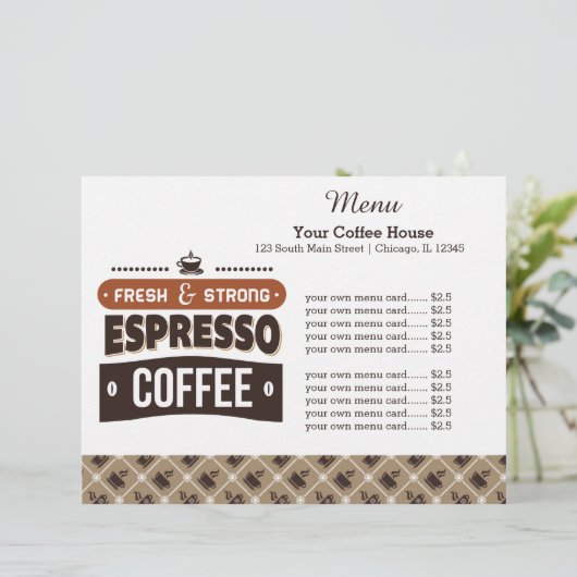 Café de la carte de menu (Debout devant)