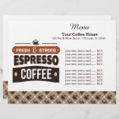 Café de la carte de menu (Devant / Derrière)