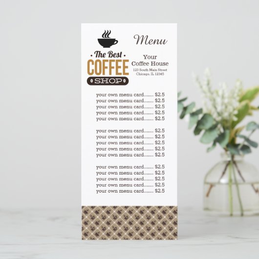 Café de la carte de menu (Debout devant)