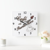 Cafe de Puerto Rico Wall Clock Vierkante Klok (Huis)
