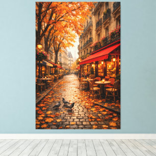 Café de rue d'automne à Paris – Toile d'art chaud