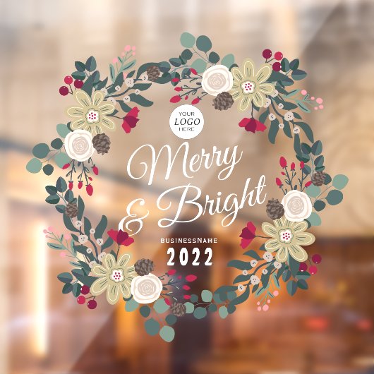 Cafe-decals, Merry en bright Raamsticker (Vel 2)