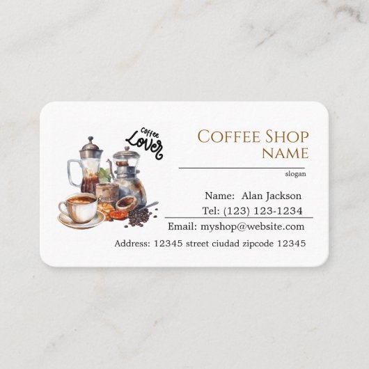 café éditable carte de visite (Devant)