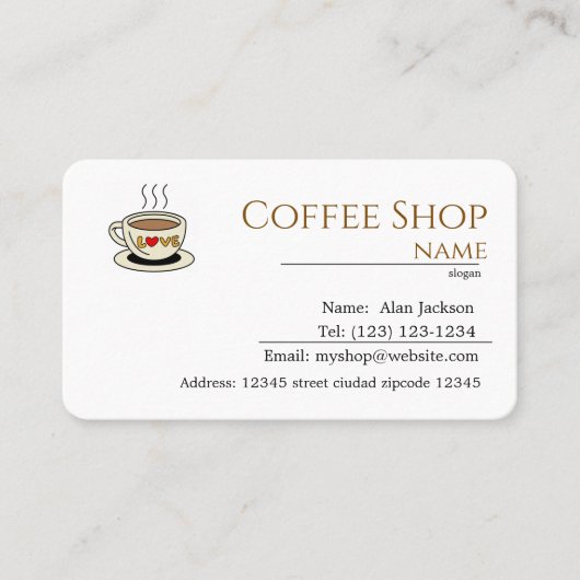 café éditable carte de visite (Devant)