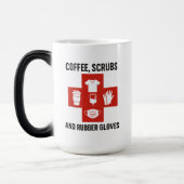 Café, égratignures et gants en caoutchouc Mug (Gauche)