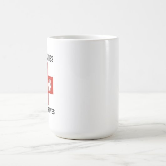Café, égratignures et gants en caoutchouc Mug (Centre)