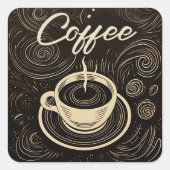 Café Elegance: Company Coffee Hot Sign Vierkante Sticker (Voorkant)