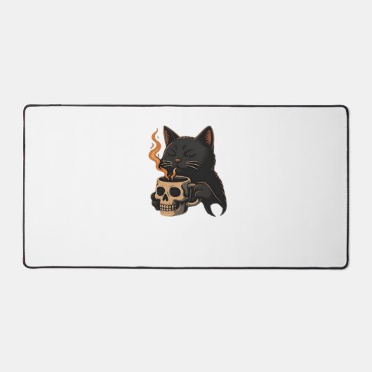 Café En Chat Foncé Avec Mug Crâne Surdimensionné T (Recto)
