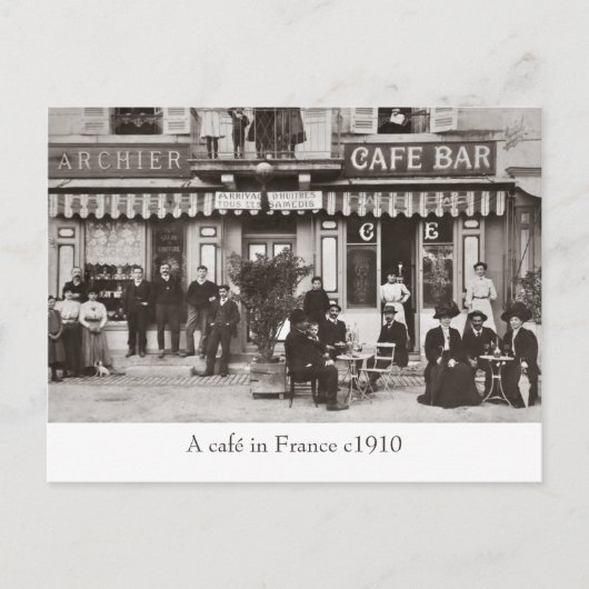 Café en France carte postale sépia (Devant)