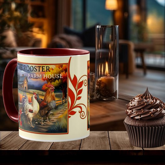 Café et baisers Rooster Farm House Mug