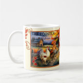 Café et baisers Rooster Farm House Mug (Gauche)