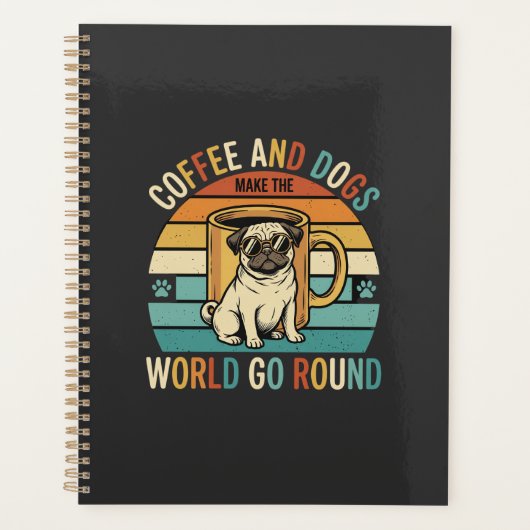 Café et chiens Pug rétro amateur (Devant)