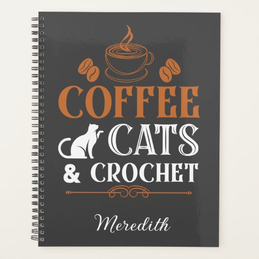 Café et Crochet Spiral Planner (Devant)