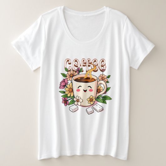 Café et fleurs Cute Retro Kawaii (Design devant)