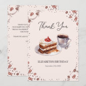 Café et gâteaux Carte de remerciements d'anniversa (Devant / Derrière)