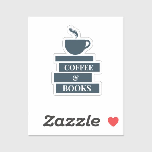 Café et livres Sticker (Feuille)