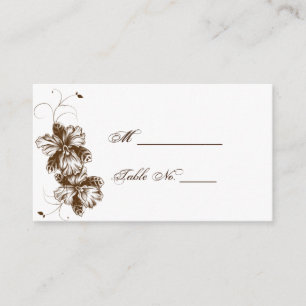Café et Spray Floral Blanc Mariage Cartes de Place