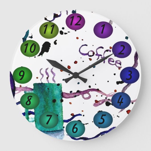 Café Floating 3D couleurs Design Horloge murale 30 (Recto)