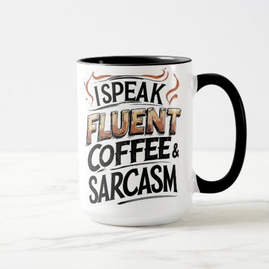 Café Fluent & Sarcasme - Mug de café amusant (Droite)