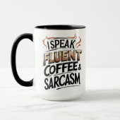 Café Fluent & Sarcasme - Mug de café amusant (Gauche)
